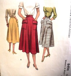 8494 1951 MCCALL LONGER FLARE POCKET SKIRT PATTERN 28'' WAIST  UNCUT